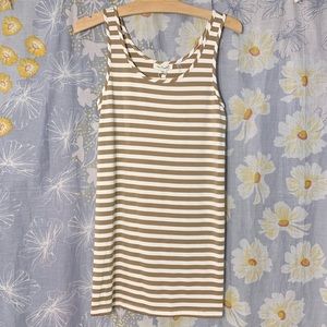 Simply Noelle Tan White Striped Body Esteem Dress